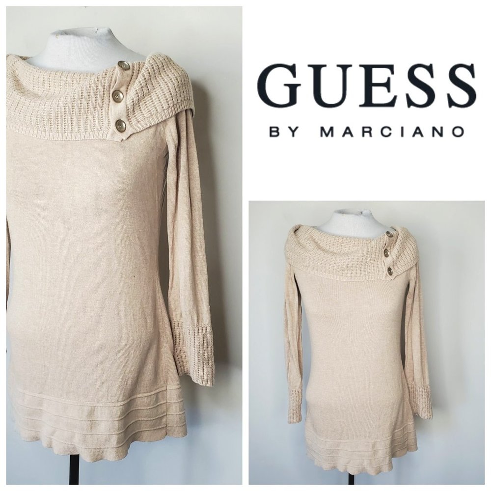 GUESS Wool Cowl Neck Camel Sweater